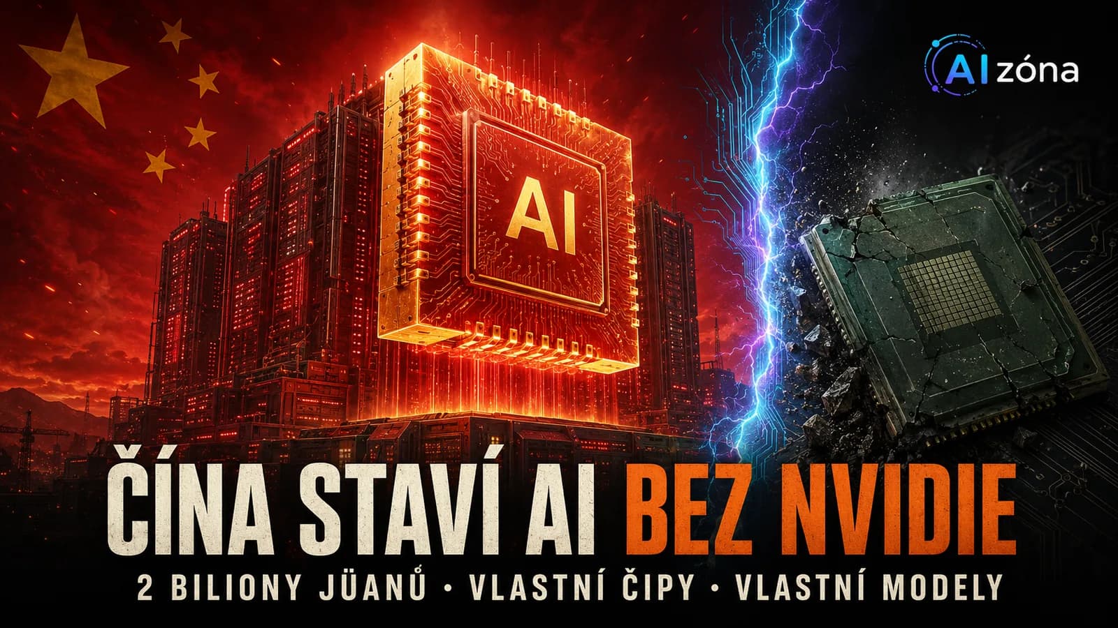 Filmový plakát: čínská technologická velmoc staví vlastní AI síť bez amerického hardwaru.